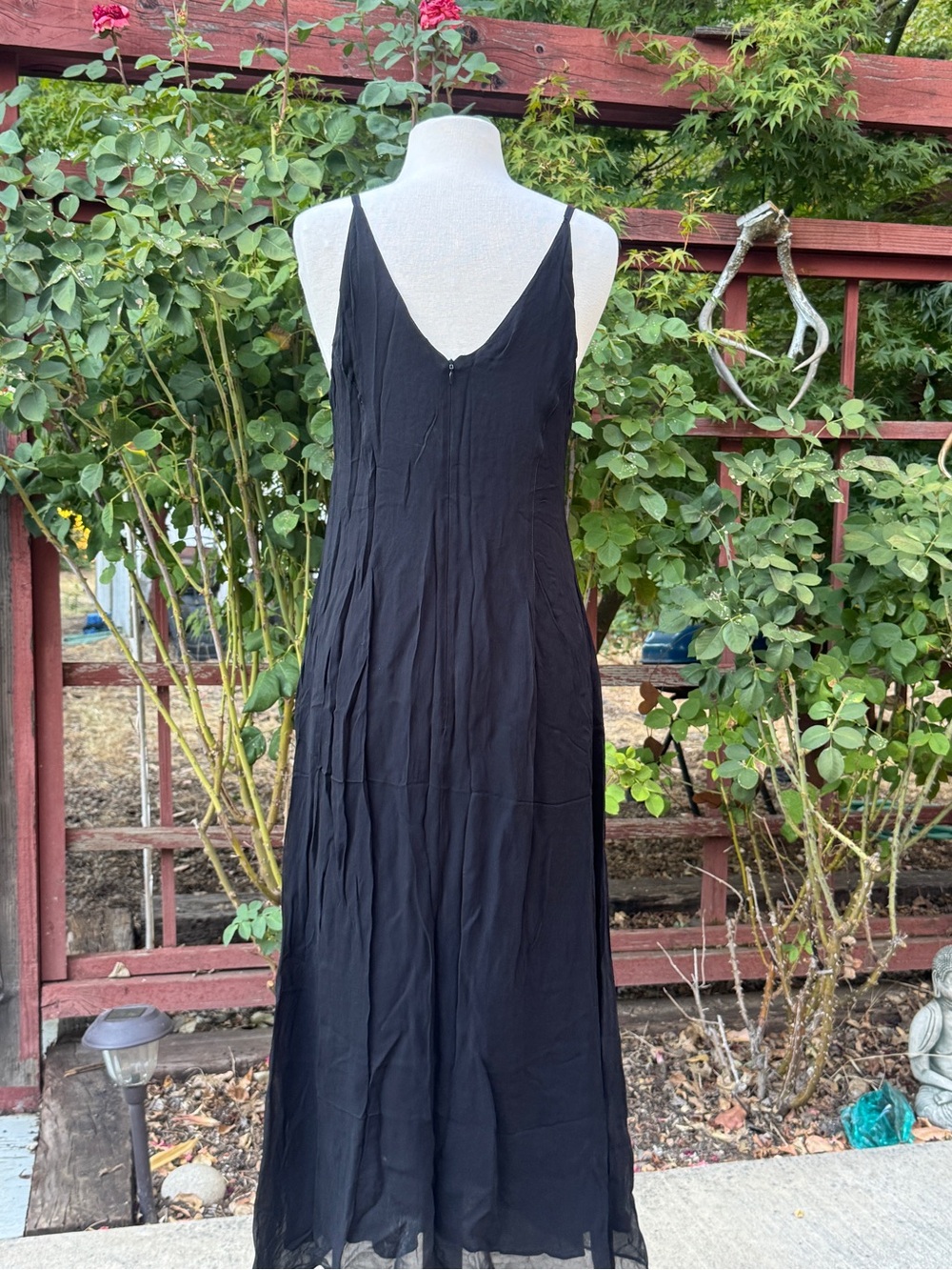 Vintage Black Beaded V-Neck Slip Dress - Picture 2 of 6